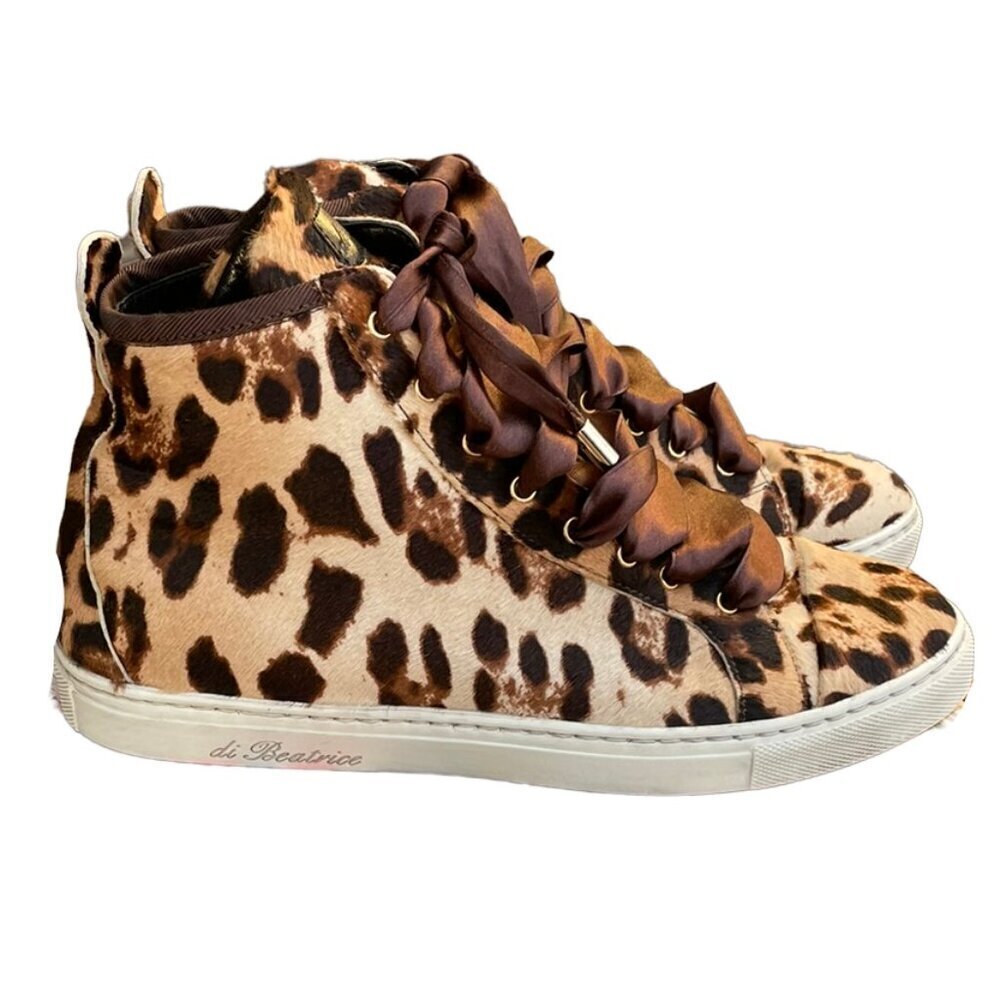 Di Beatrice Leopard Print Ankle Boots Booties High Top Sneakers Shoes Size 6.5